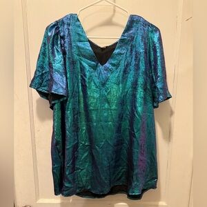 NWOT Boutique Shimmering Blue and Green Women's Top